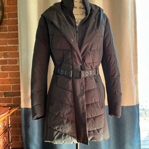 Michael Kors Belted Black Puffer Jacket